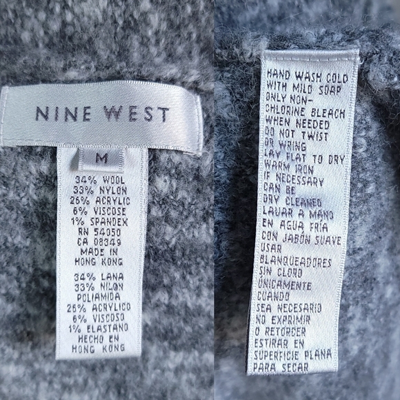 Nine West Cozy Wool Blend Loop Knit Hook Front Longline Cardigan Marled Gray Med - Picture 15 of 16